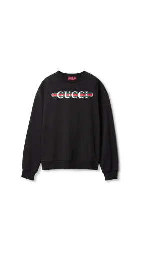 Printed Felted Cotton Jersey Sweatshirt - Black