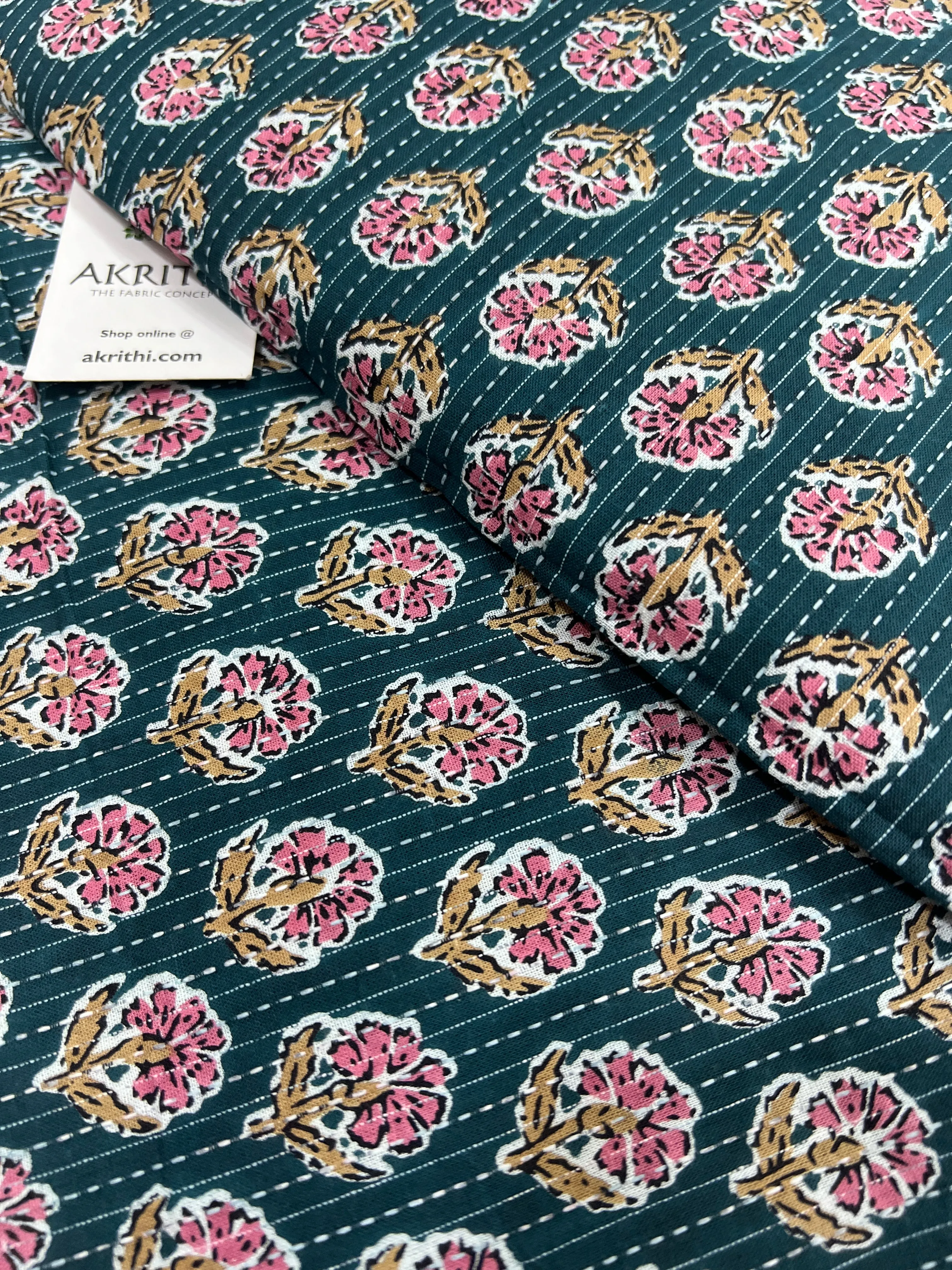 Printed Kantha pure cotton fabric