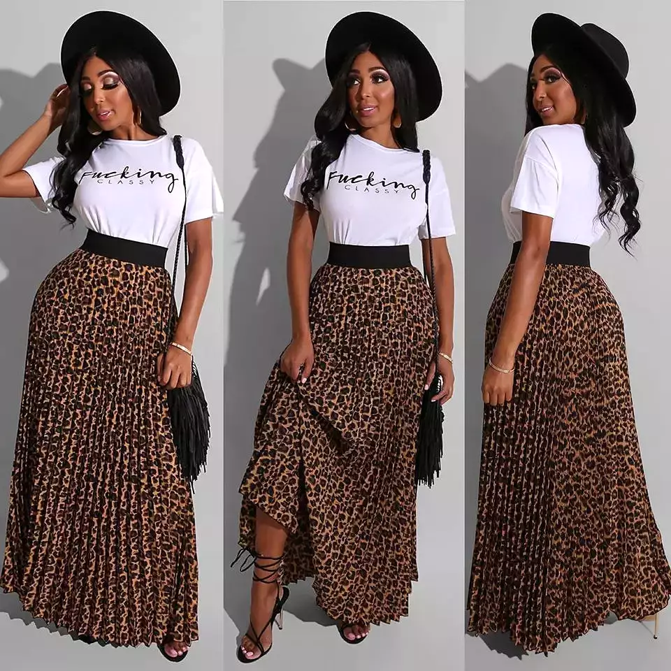 Printed Vintage Pleated Skirt