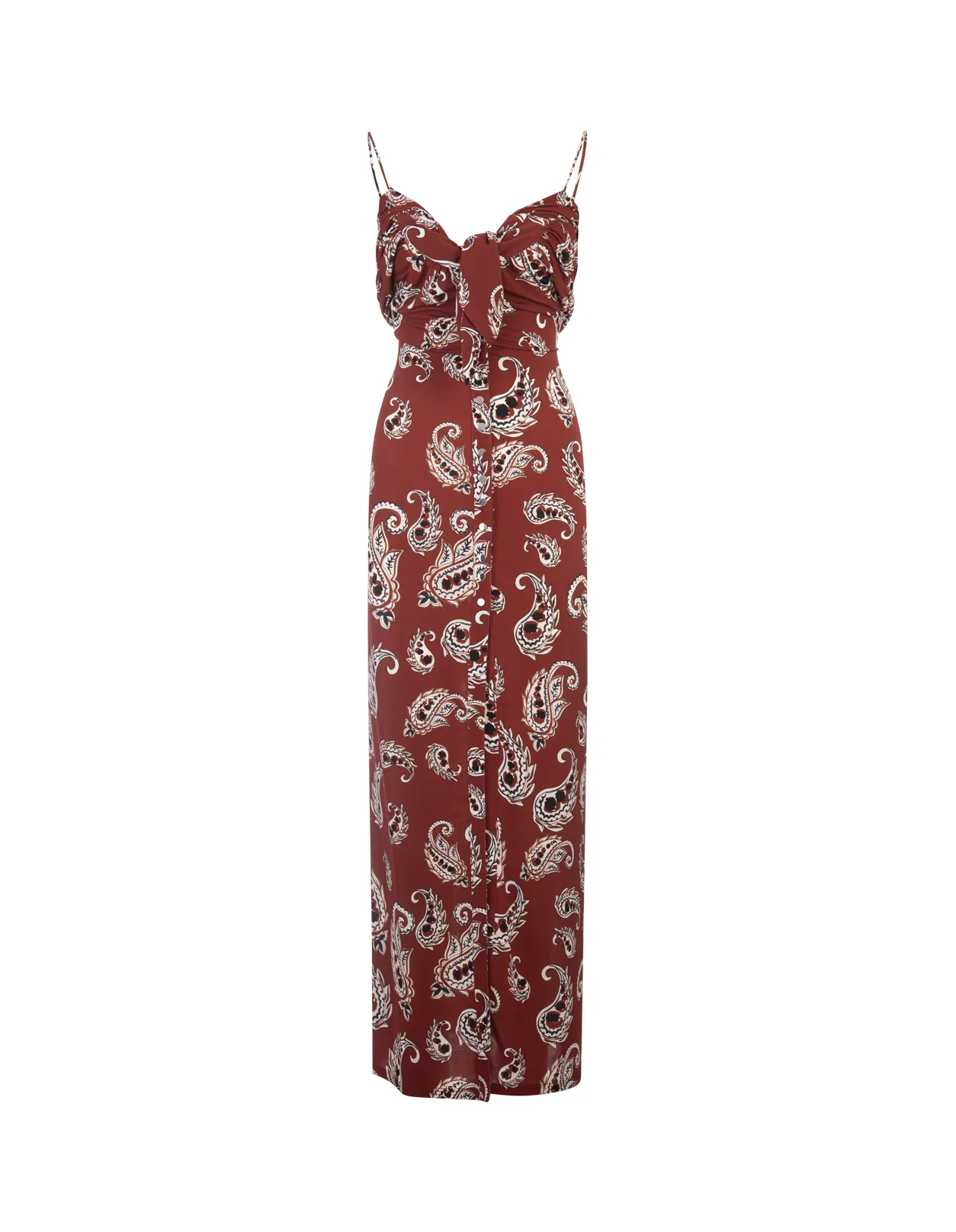 RABANNE Red Printed Long Dress With Knot