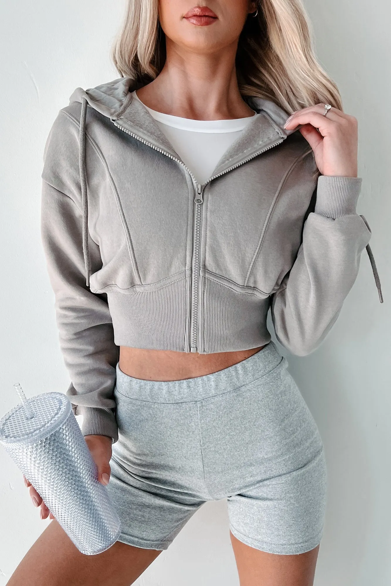 Rawlin Crop Zipper Hoodie (Ash)