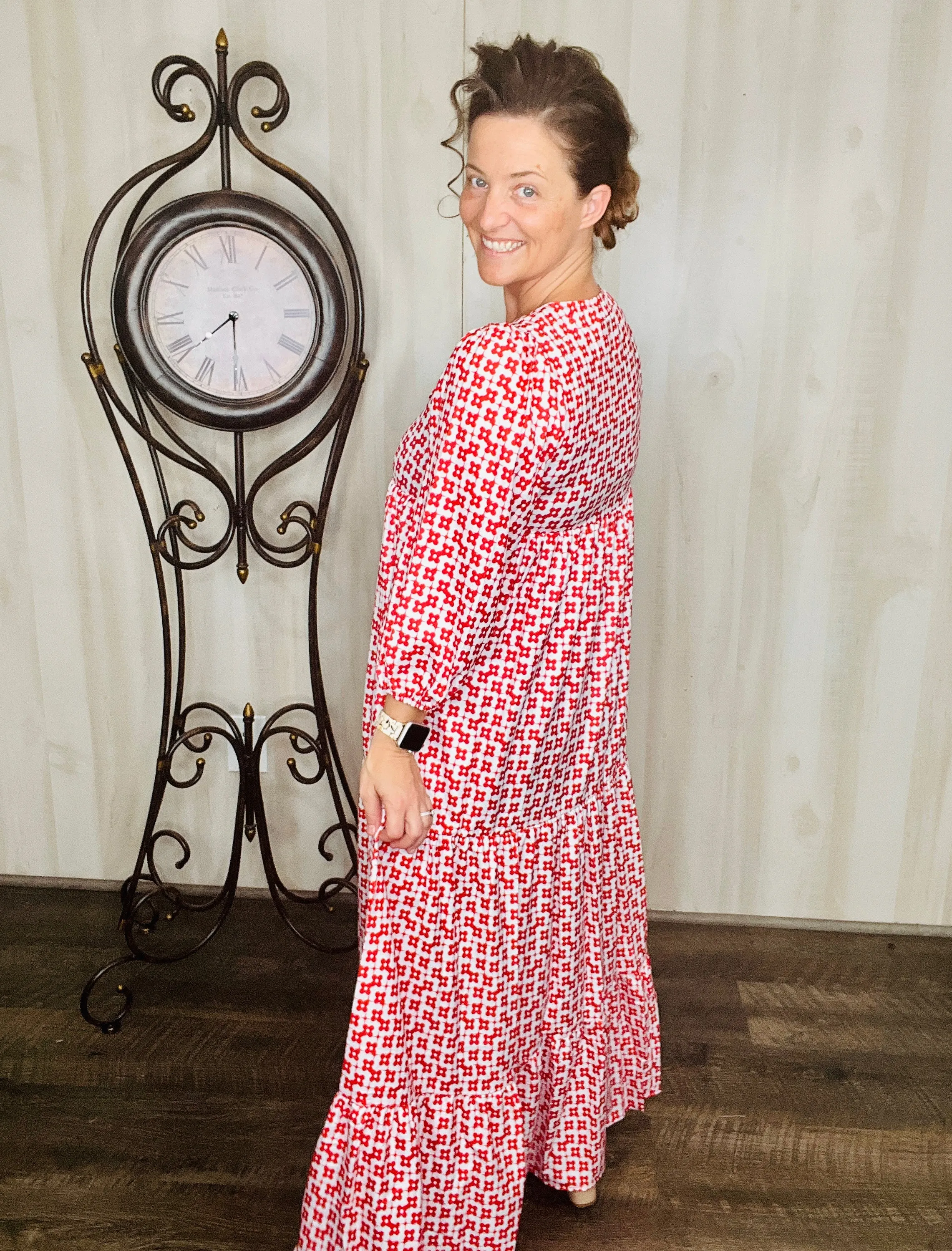 Red & Ivory Boho Dress