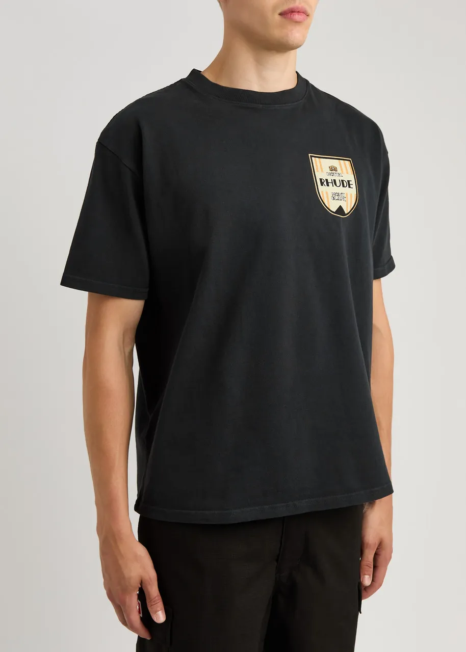 RHUDE Mont Blanc Hotel printed cotton T-shirt  -                         -                     -                