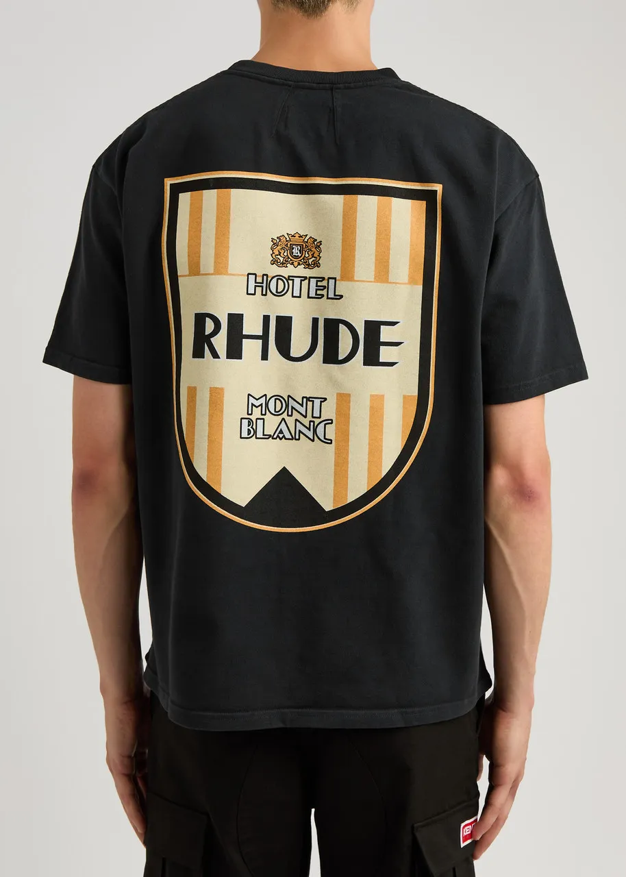 RHUDE Mont Blanc Hotel printed cotton T-shirt  -                         -                     -                