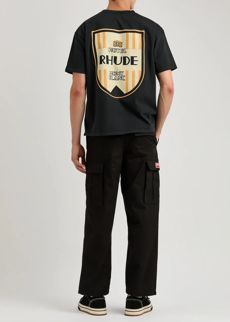 RHUDE Mont Blanc Hotel printed cotton T-shirt  -                         -                     -                