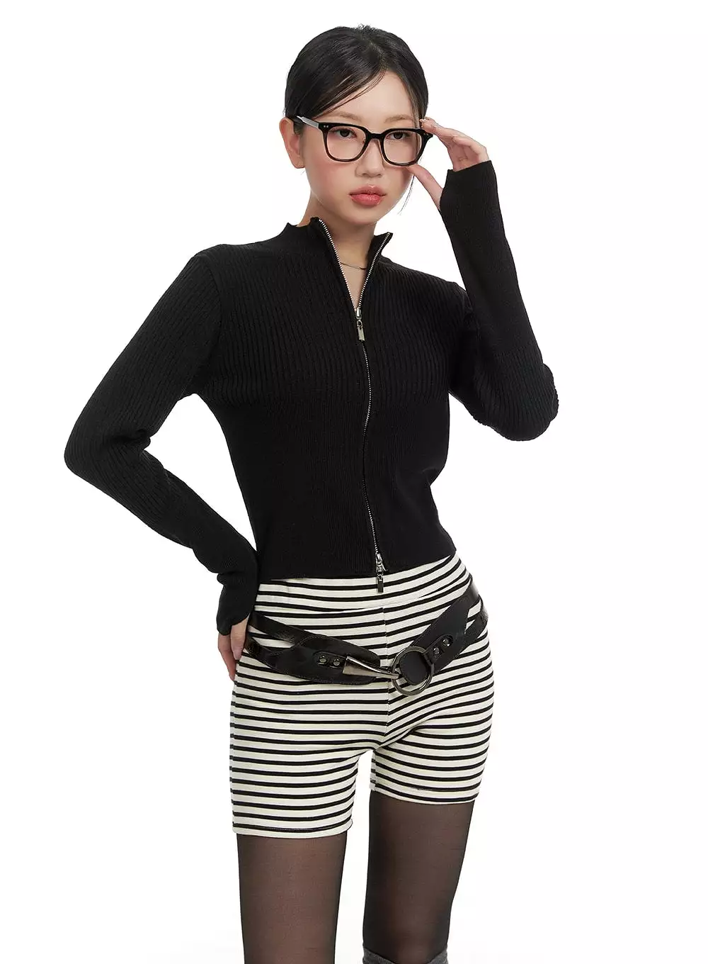 Ribbed Zip-Up Sweater CA409