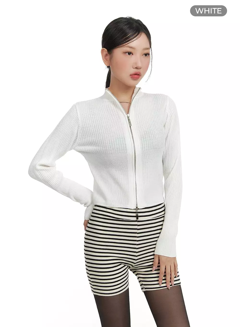 Ribbed Zip-Up Sweater CA409