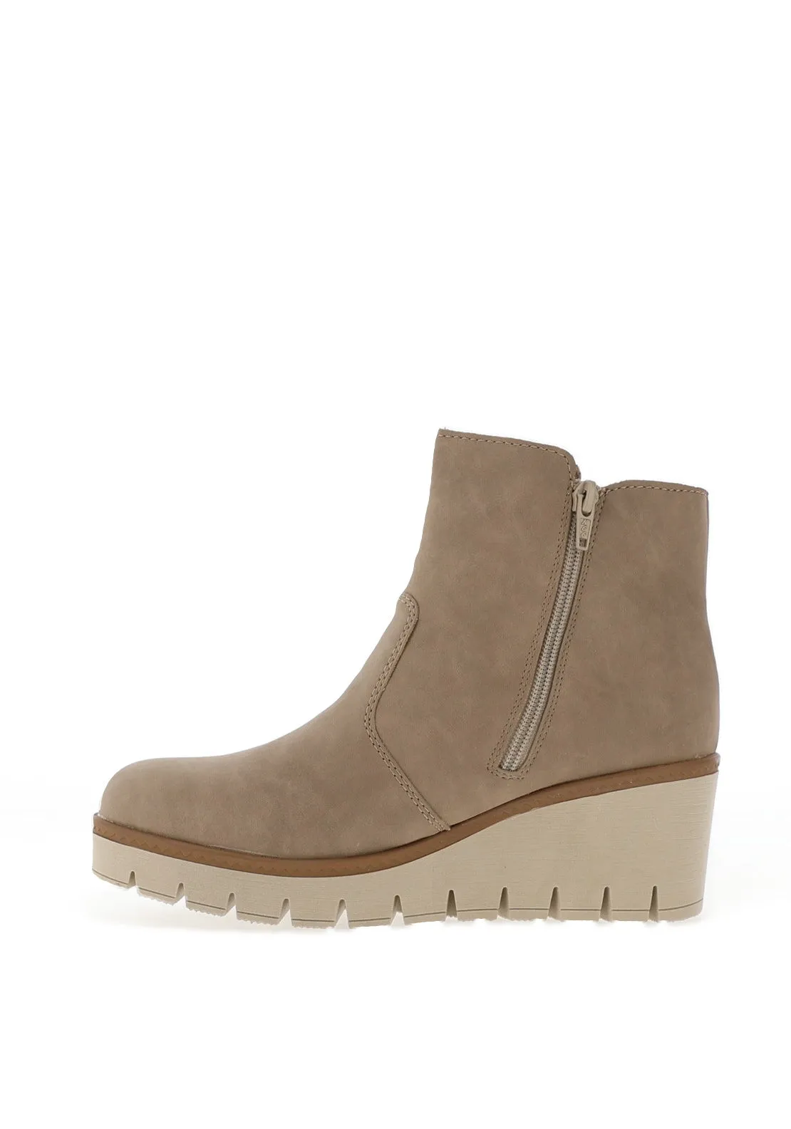 Rieker Wedge Heel Fleece Lined Ankle Boots, Beige