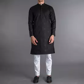 Riwaaj - Black Embroidered Kurta