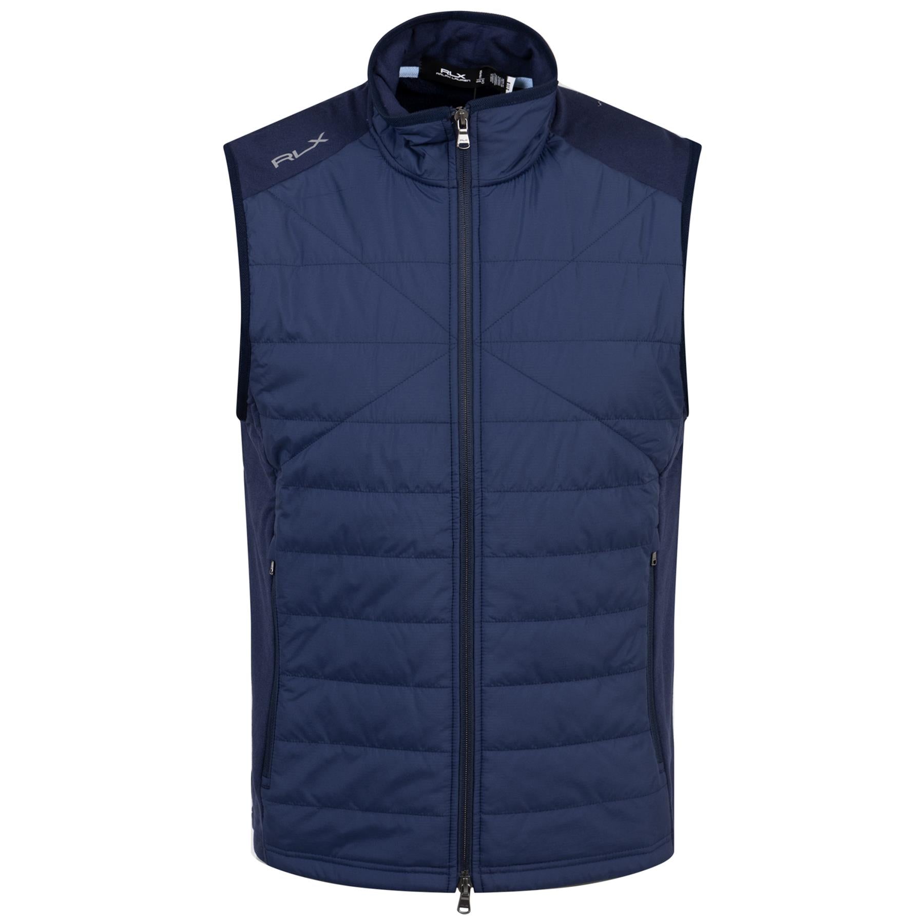 RLX Classic Fit Full Zip Cool Wool Hybrid Gilet Refined Navy - SS24