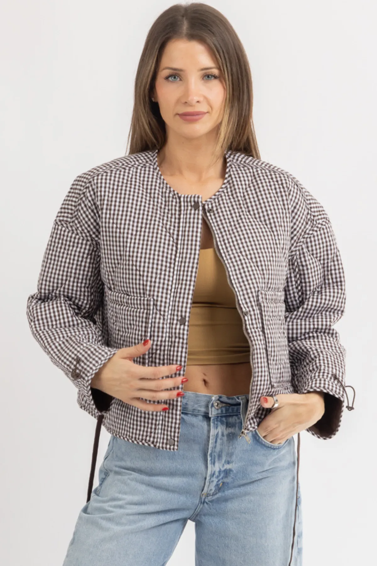 ROCHELLE QUILTED GINGHAM JACKET