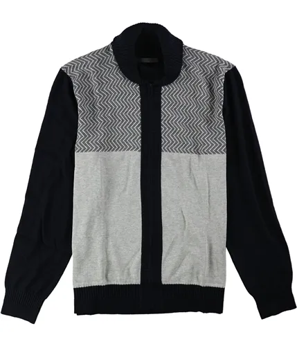 Sean John Mens Zig-Zag Colorblocked Cardigan Sweater