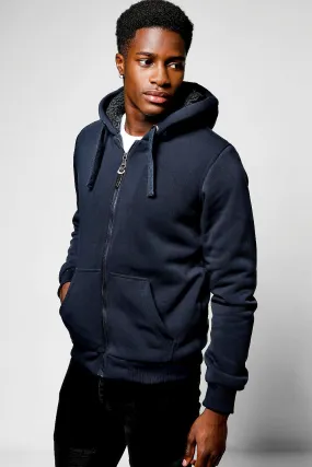 Sherpa Lined Zip Through Hoodie