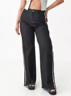 Side Tassle Zip-Up Slit Jeans IU20