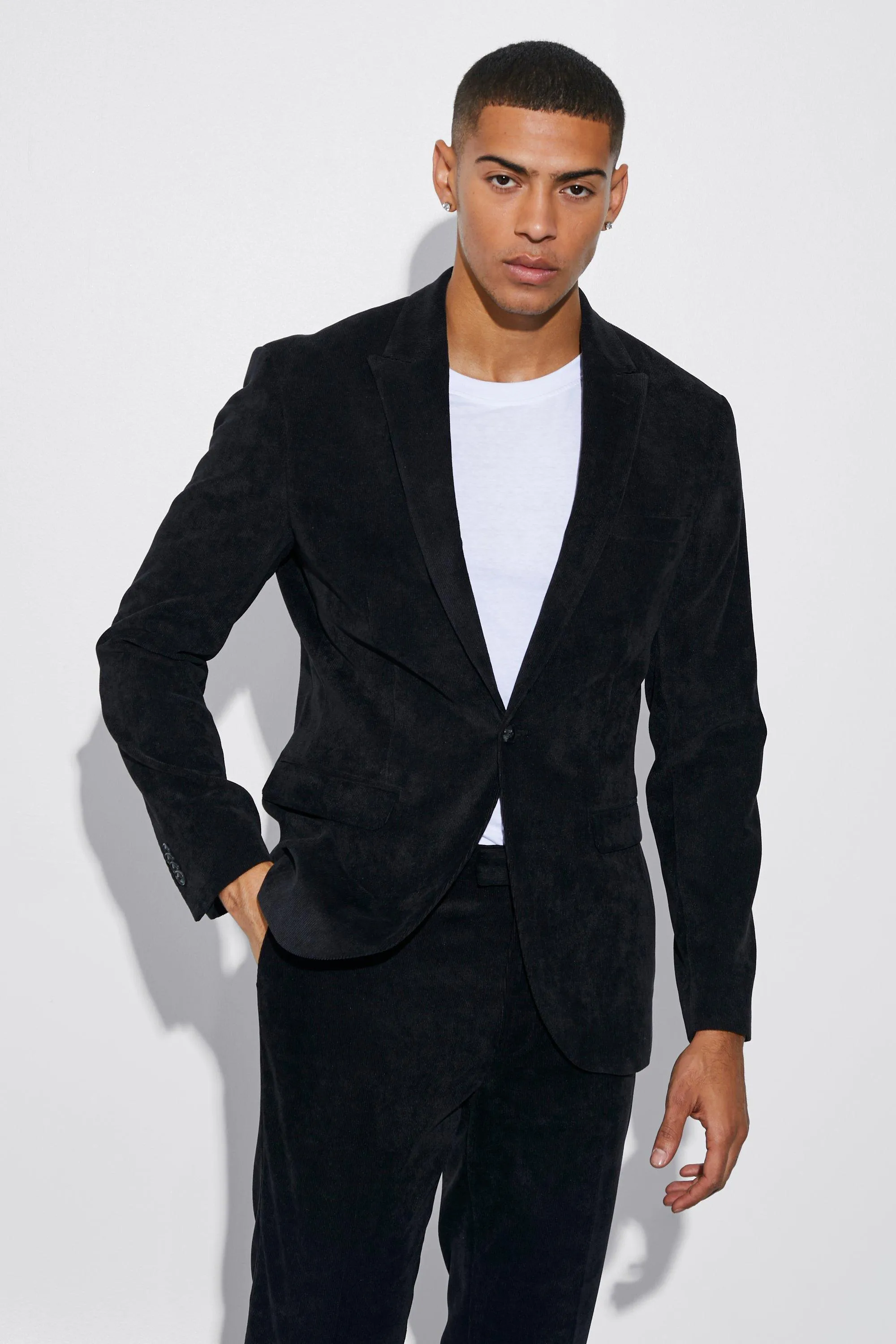 Skinny Single Breasted Cord Suit Jacket