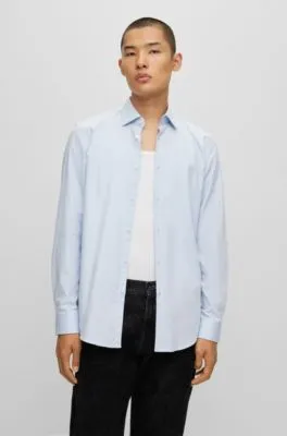 Slim-fit shirt in structured stretch cotton