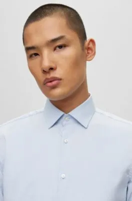 Slim-fit shirt in structured stretch cotton