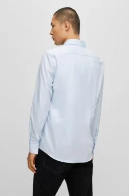 Slim-fit shirt in structured stretch cotton