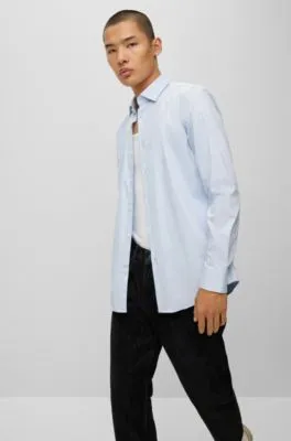 Slim-fit shirt in structured stretch cotton