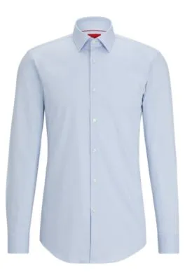 Slim-fit shirt in structured stretch cotton