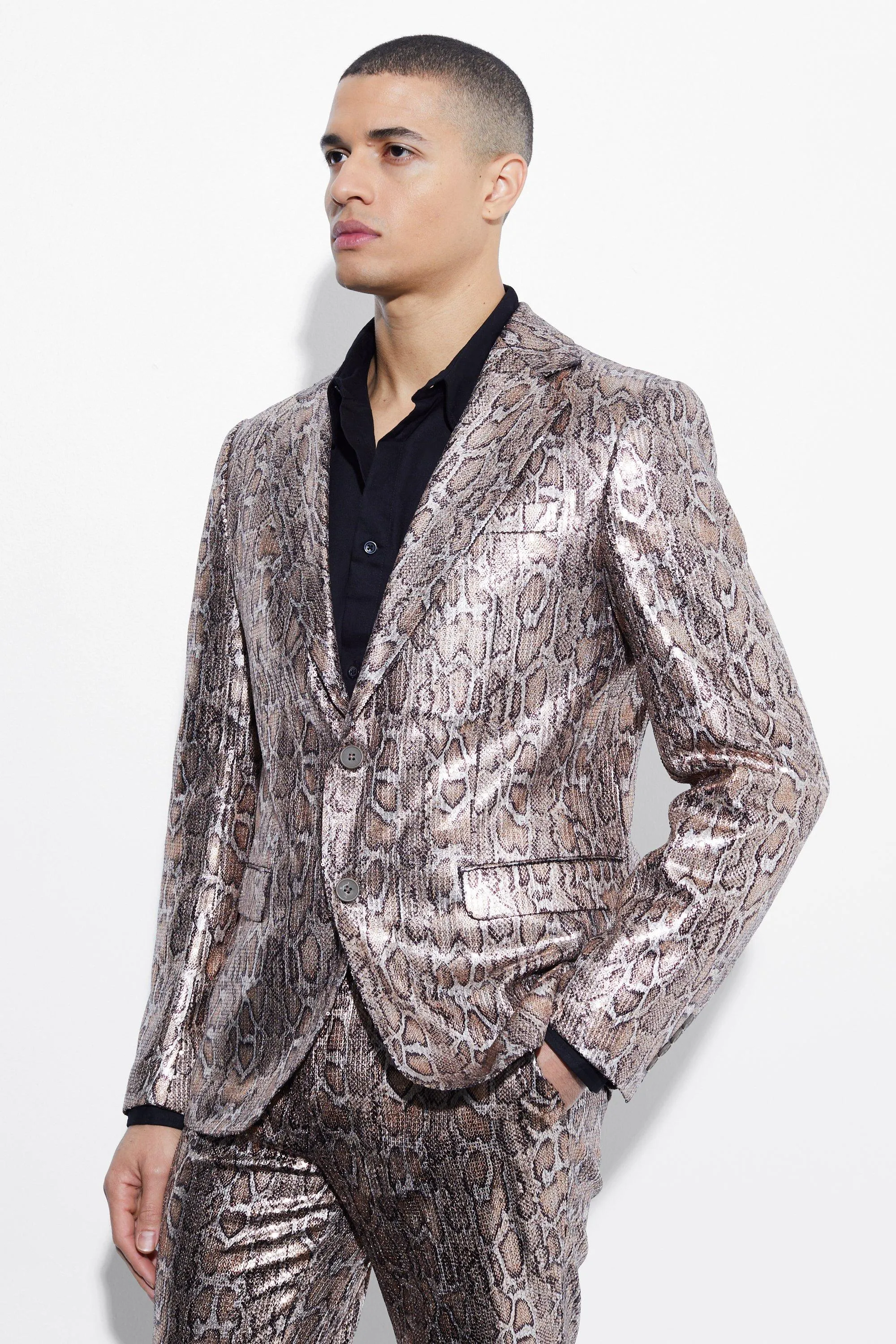 Slim Snake Sequin Suit Jacket