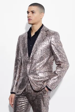 Slim Snake Sequin Suit Jacket