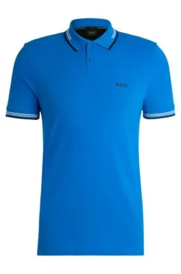 Stretch-cotton slim-fit polo shirt with branding