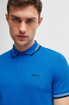 Stretch-cotton slim-fit polo shirt with branding