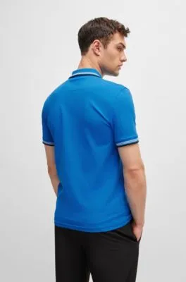 Stretch-cotton slim-fit polo shirt with branding