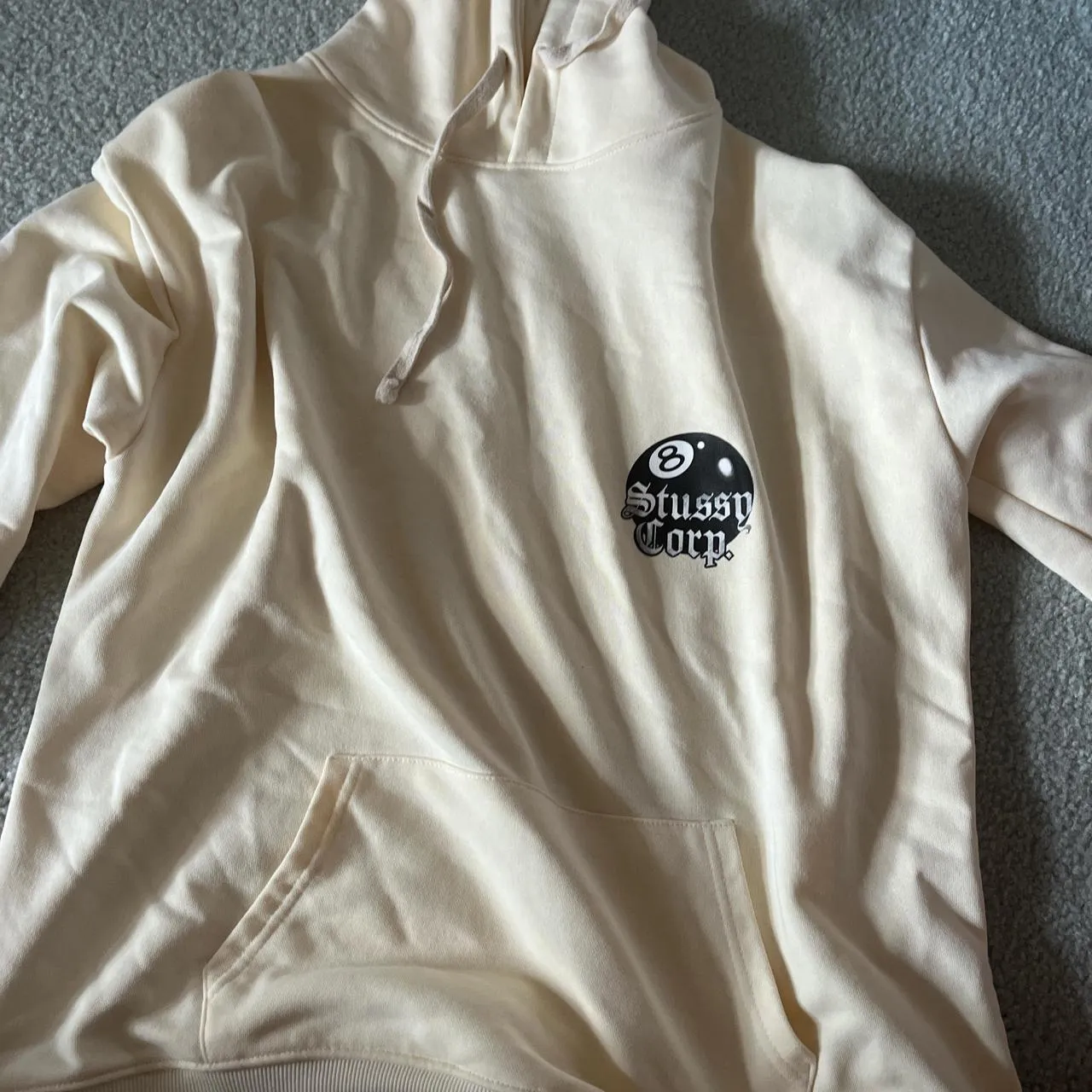 Stüssy Men's Tan and Cream Hoodie