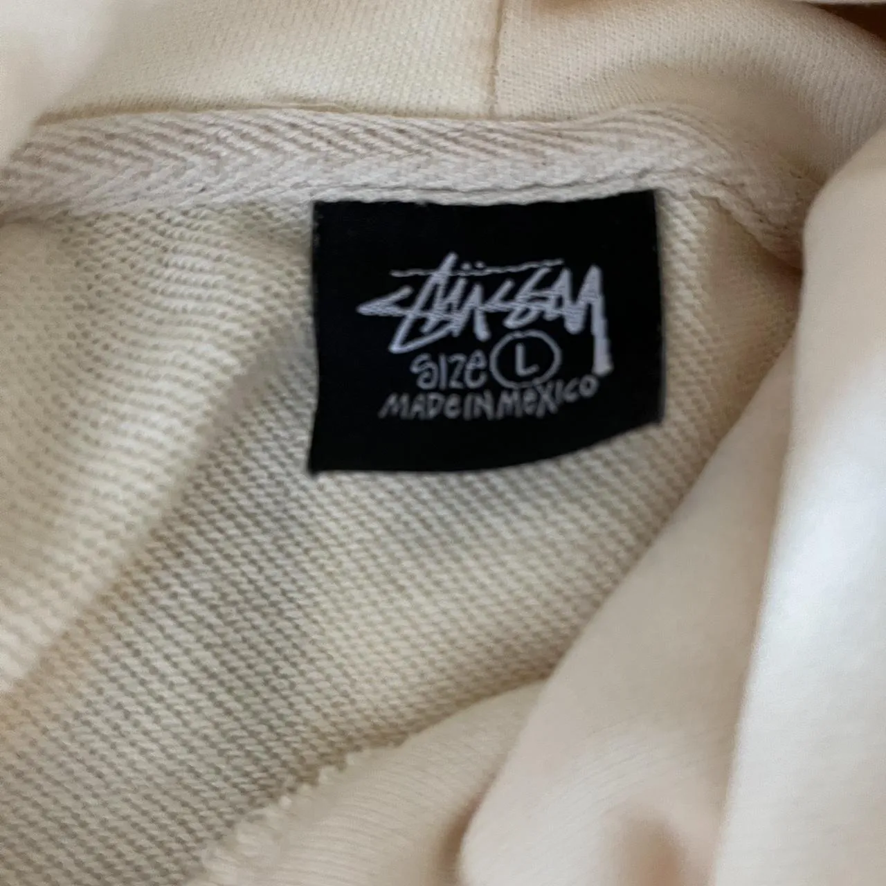 Stüssy Men's Tan and Cream Hoodie