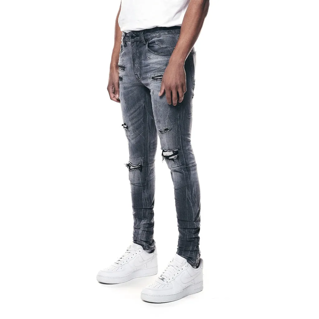 Super Skinny Distressed Rip and Repair Jeans - Pluto Grey