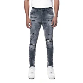 Super Skinny Distressed Rip and Repair Jeans - Pluto Grey