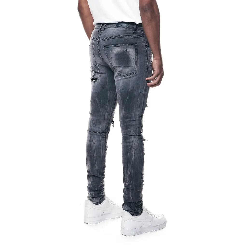 Super Skinny Distressed Rip and Repair Jeans - Pluto Grey