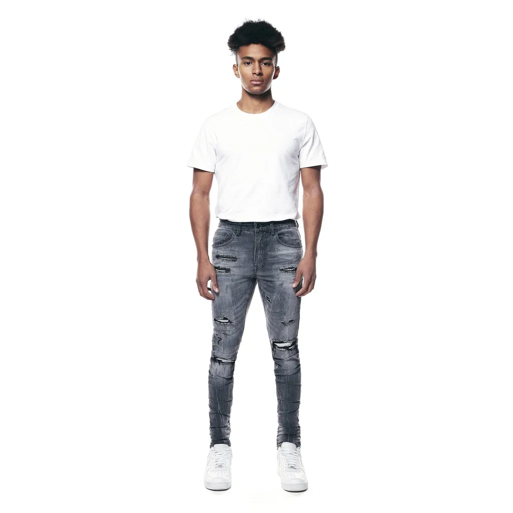 Super Skinny Distressed Rip and Repair Jeans - Pluto Grey