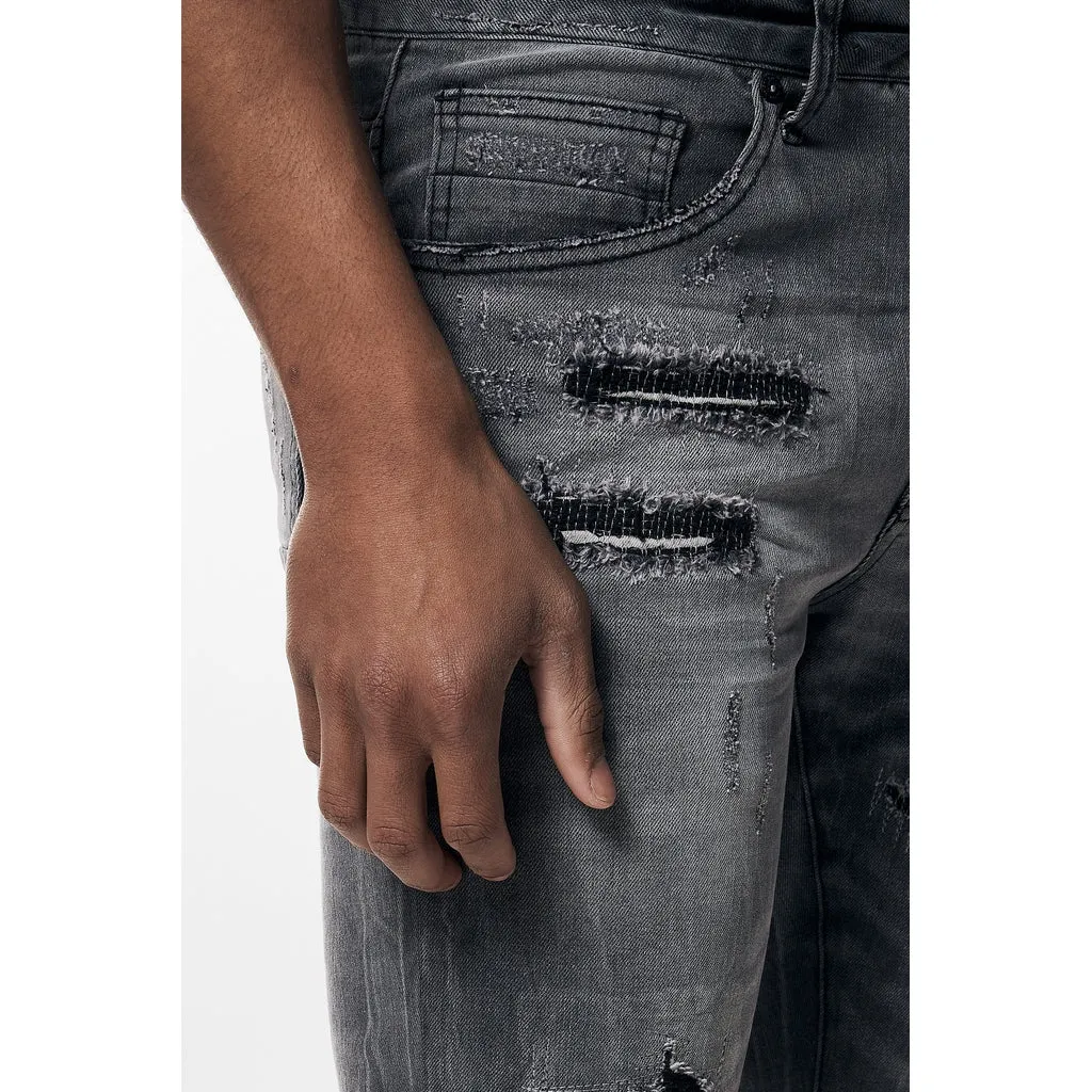 Super Skinny Distressed Rip and Repair Jeans - Pluto Grey