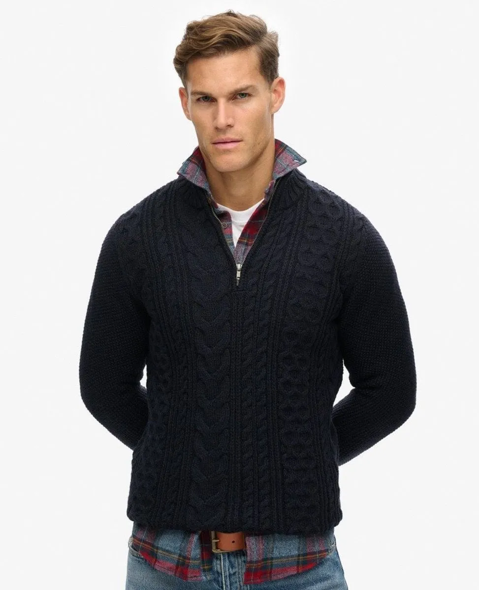 Superdry Jacob Half Zip Knitted Jumper Eclipse