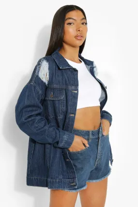 Tall Oversized Busted Boyfriend Denim Jacket