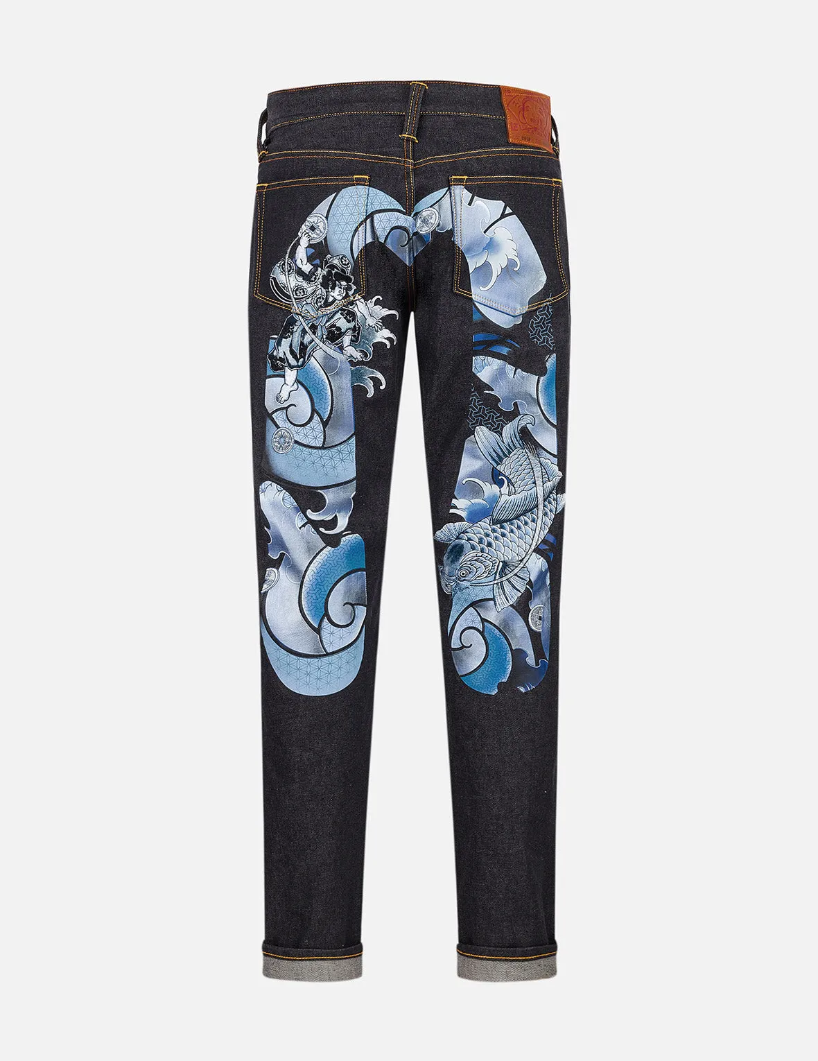 Tattoo Koi Daicock Embroidery Slim Fit Jeans #2010