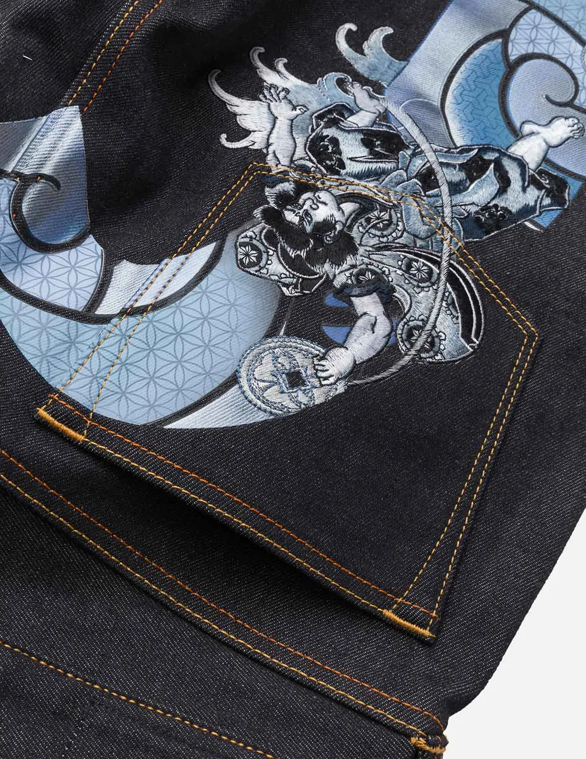 Tattoo Koi Daicock Embroidery Slim Fit Jeans #2010