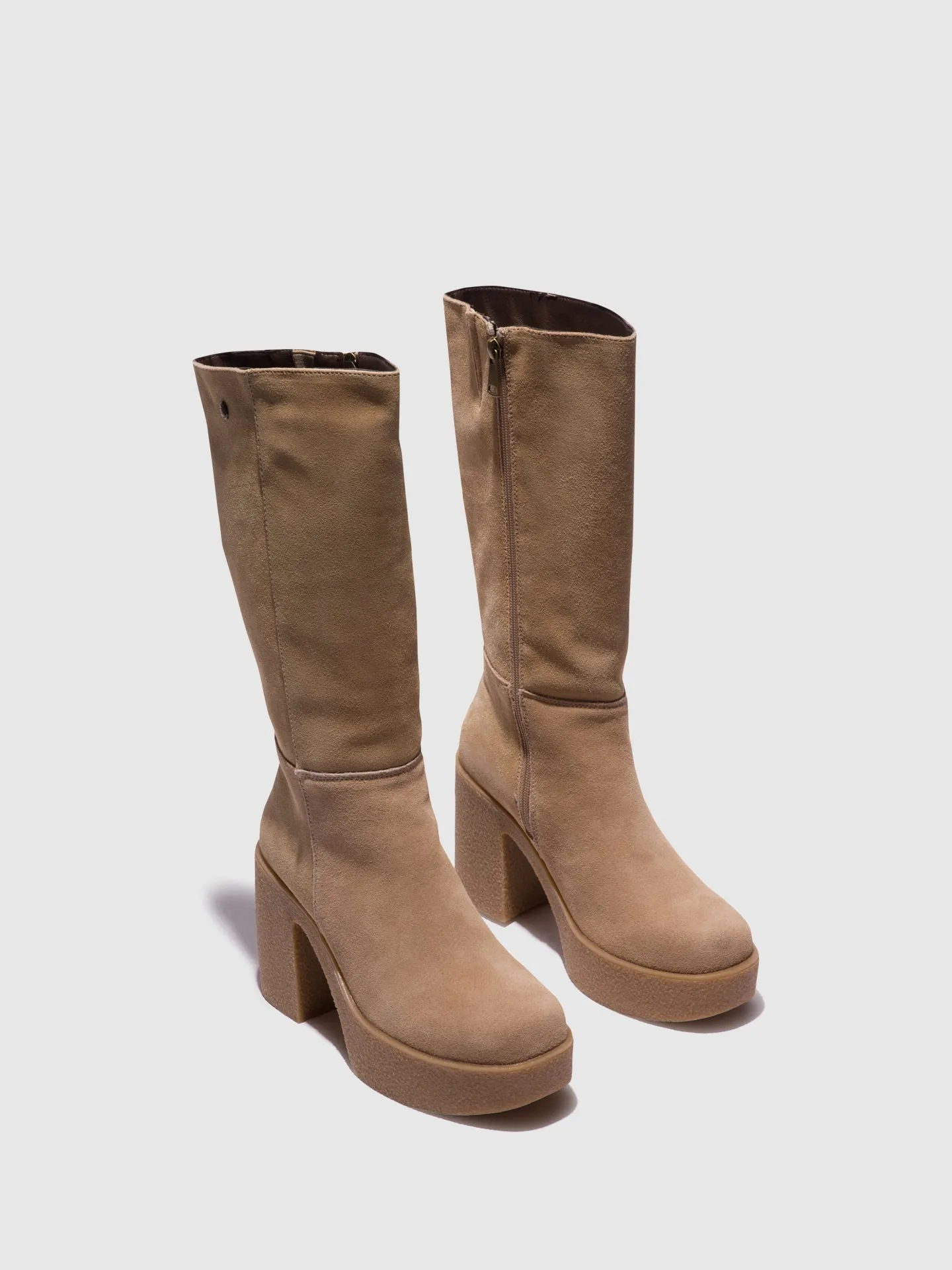 Taupe Zip Up Boots