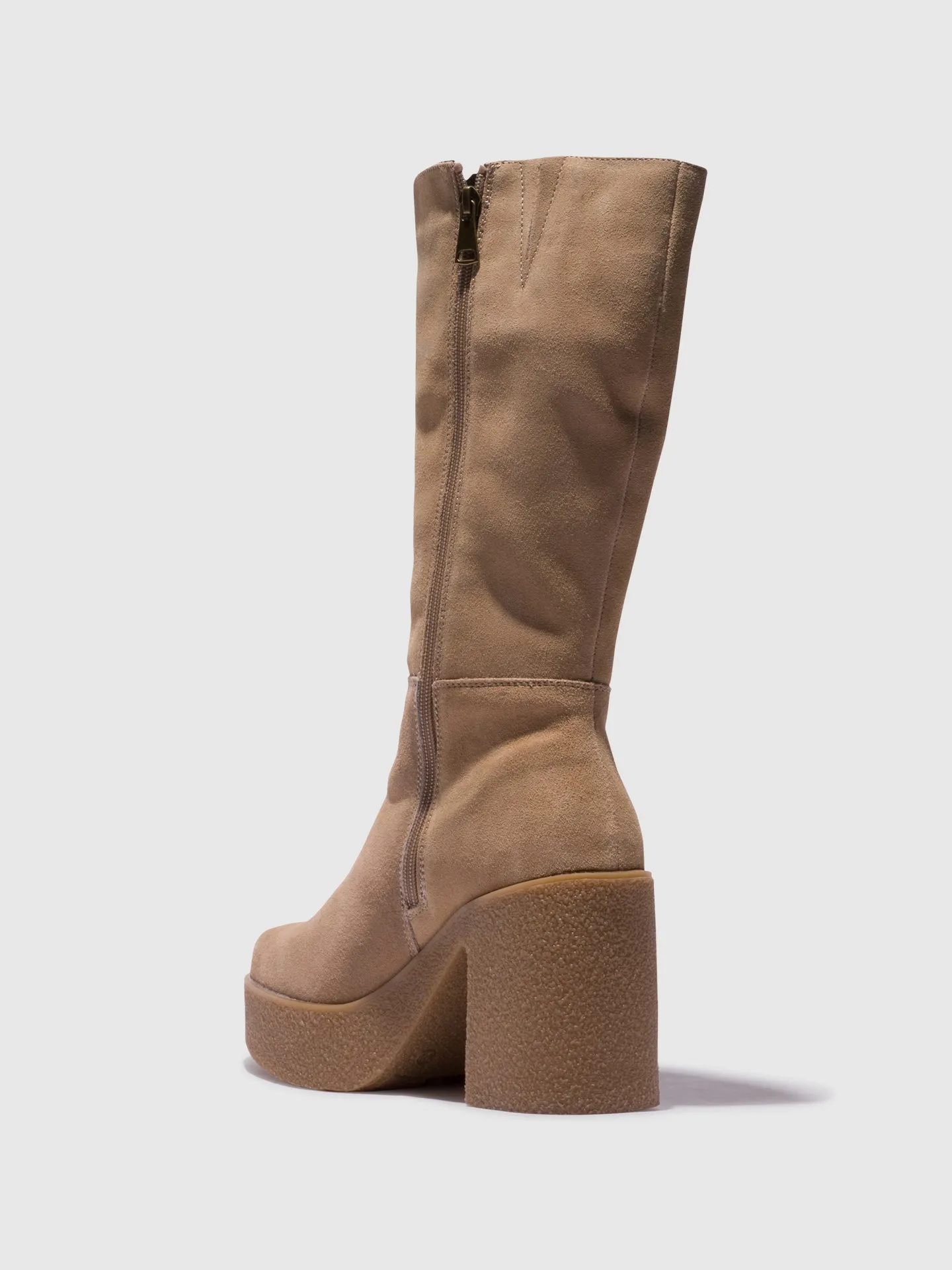 Taupe Zip Up Boots