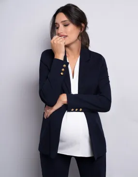 Taye | Navy Blue Ponte Maternity Blazer