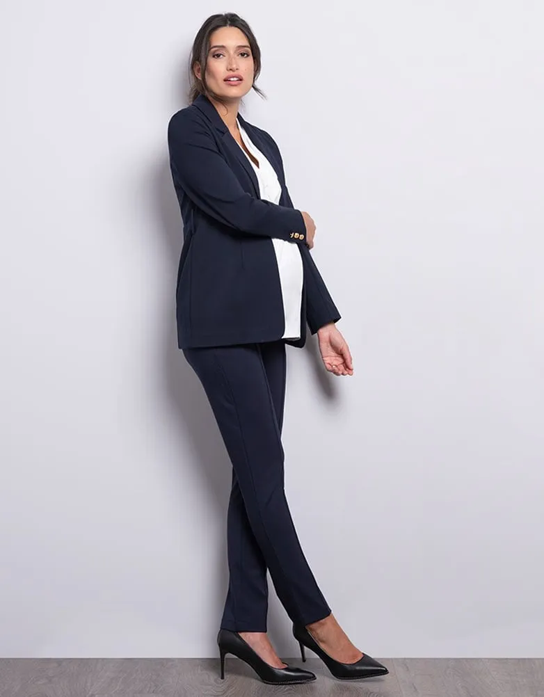 Taye | Navy Blue Ponte Maternity Blazer