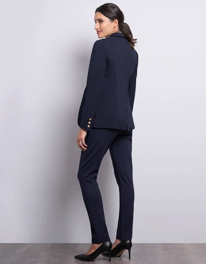 Taye | Navy Blue Ponte Maternity Blazer