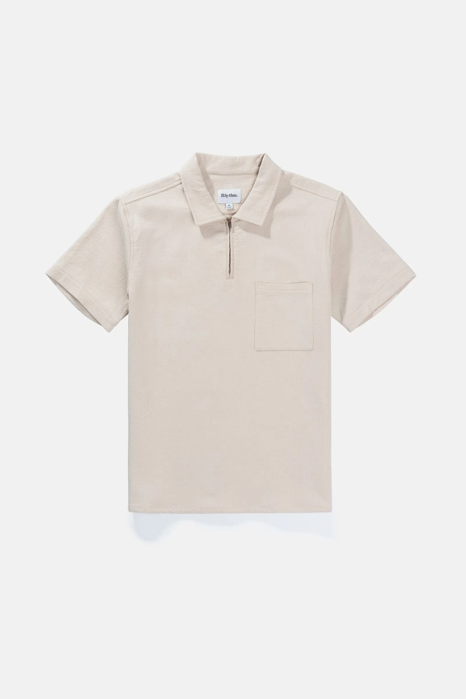 Textured Quarter Zip Ss Shirt Sand