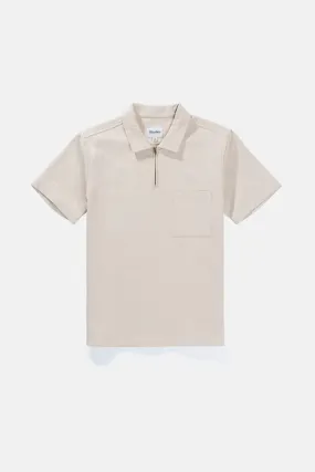 Textured Quarter Zip Ss Shirt Sand