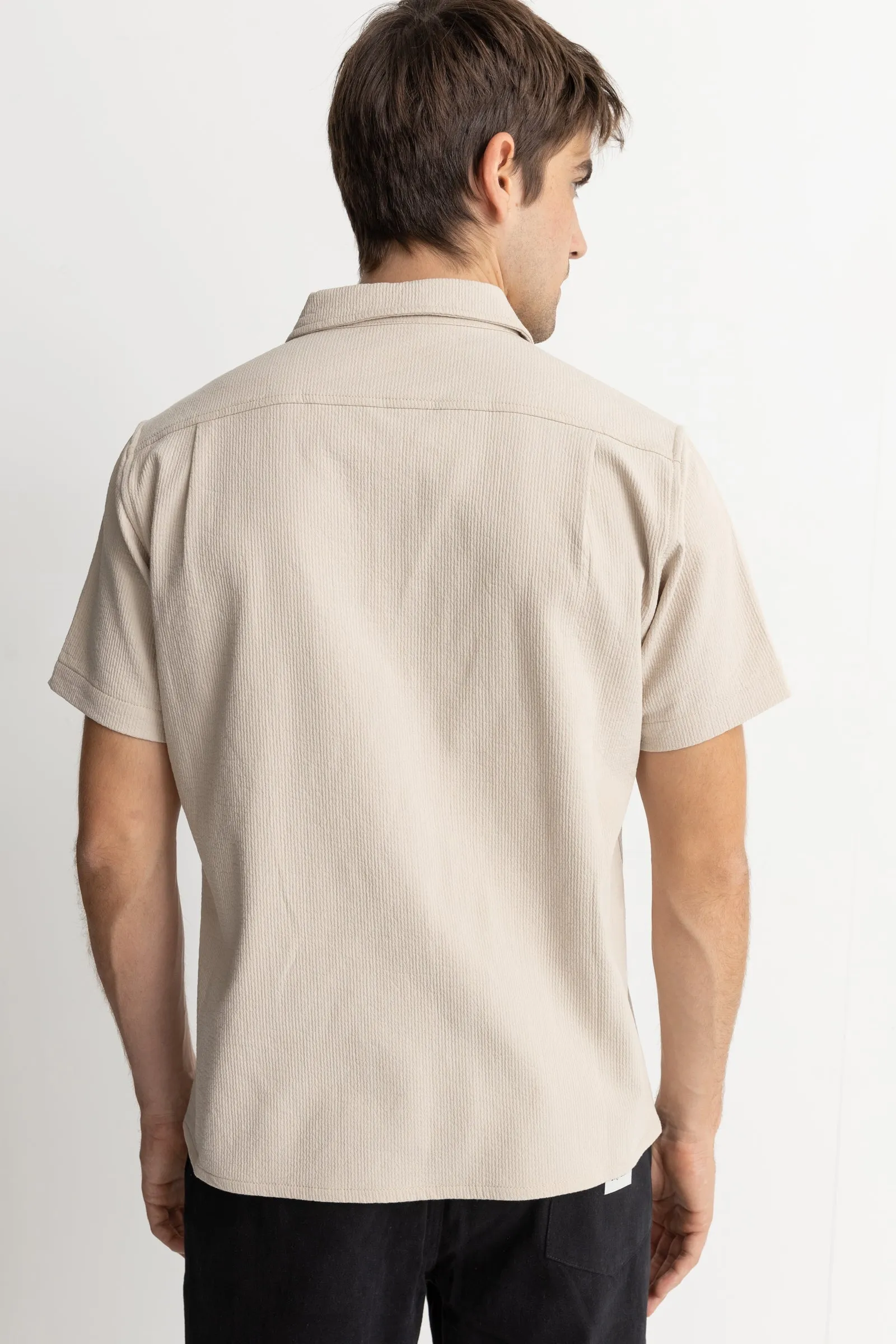 Textured Quarter Zip Ss Shirt Sand