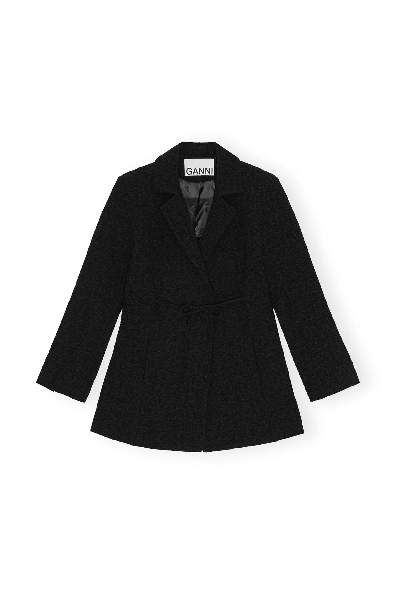 Textured Suiting Tie String Blazer - Black