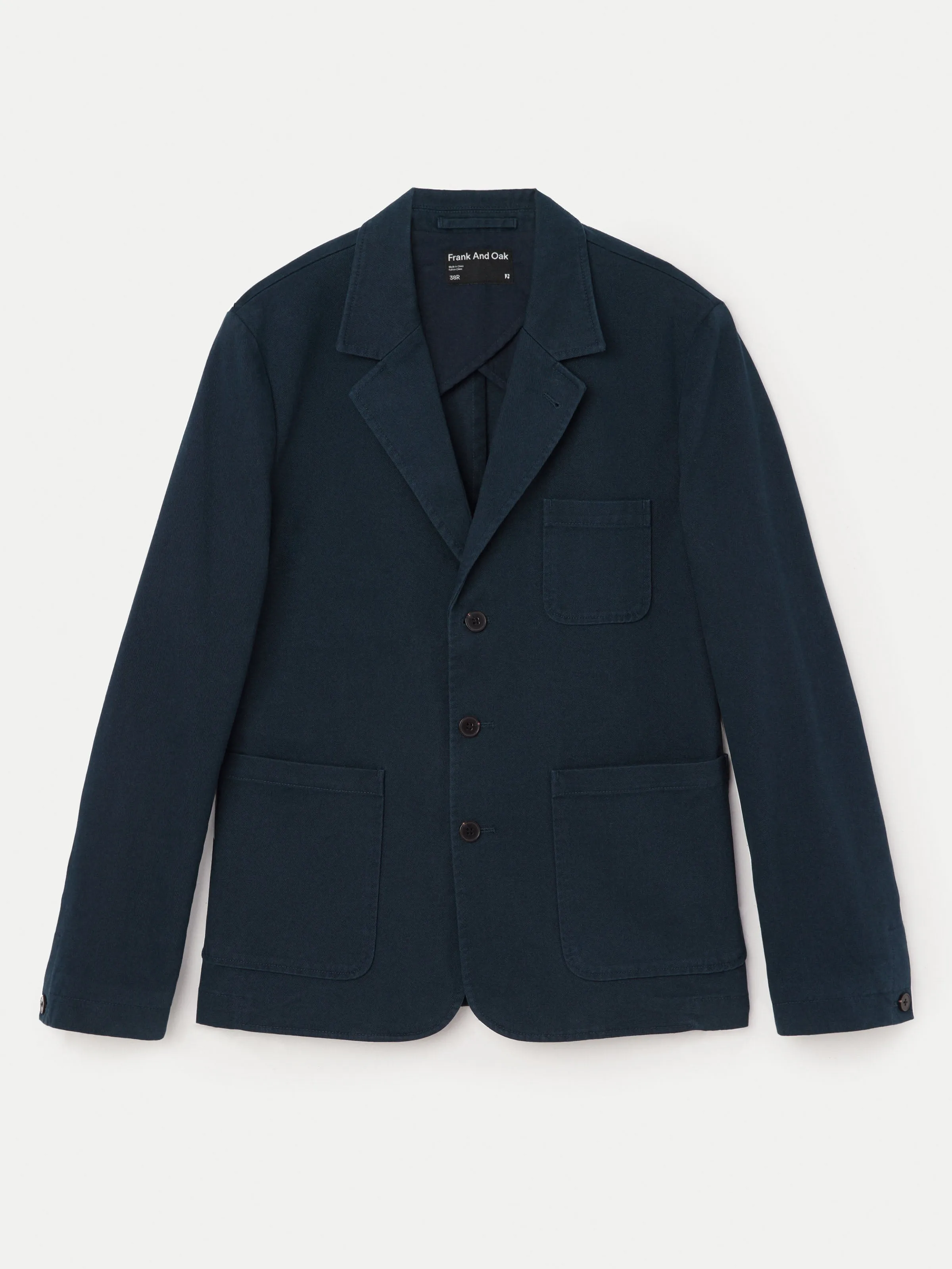 The 3-Button Twill Blazer in Deep Blue